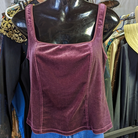 90's Ladies Velvet tank top - Picture 2 of 4